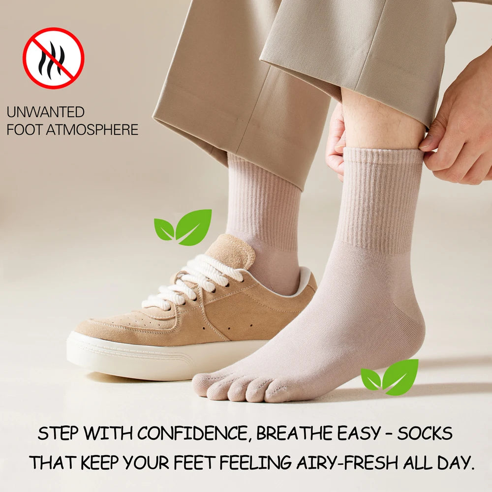 Mens Split Toe Cotton Crew Socks Moisture Wicking Freshness