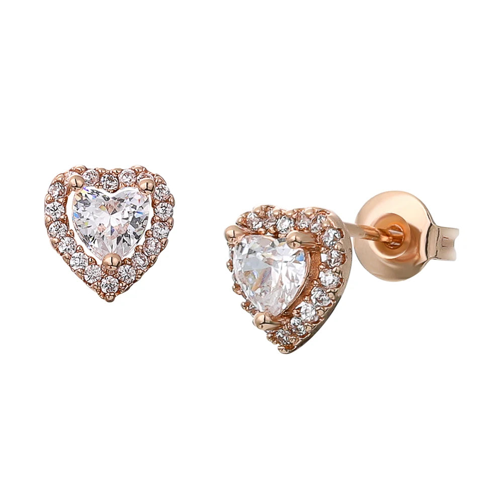 New 925 Silver Heart-Shaped Earrings with Purple Pink and Green Zircon for Exquisite Jewelry Gifts for Women