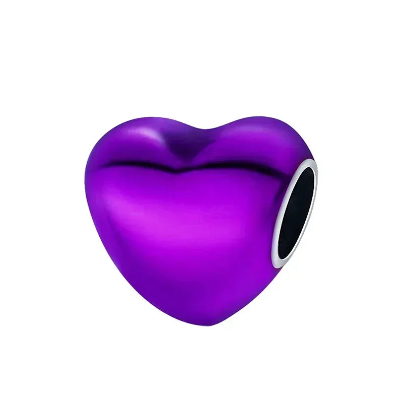 925 Sterling Silver Purple Star Animal Heart Flower Charms Beads for DIY Necklace and Bracelet Jewelry Gift