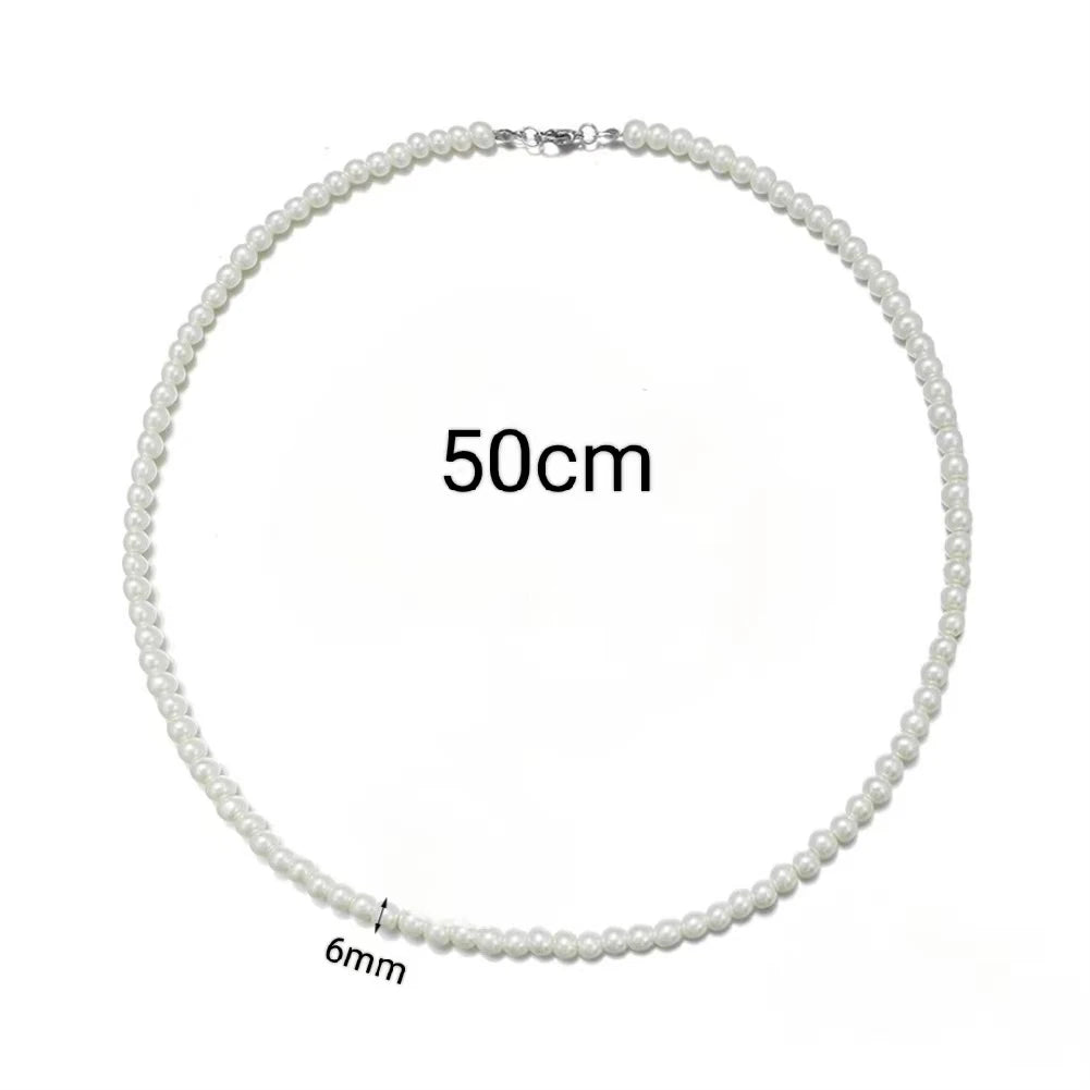 Elegant Unisex Pearl Necklace Handmade Bead Strand for Weddings and Banquets 2024 Trend