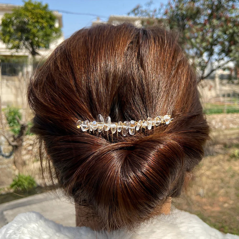 Crystal Bliss Hair Combs - Healing Quartz Stone Hair Accessories for Weddings & Special Occasions