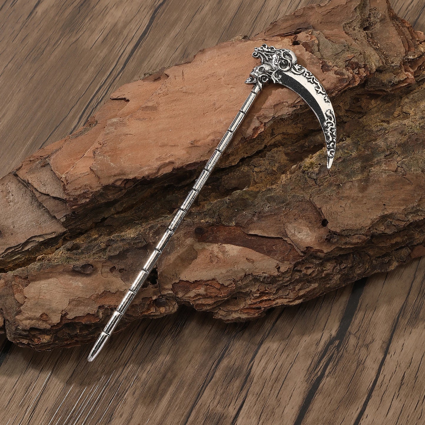 Viking Skull Death Sickle Hairpin Rock Punk Fashion Alloy Hair Stick