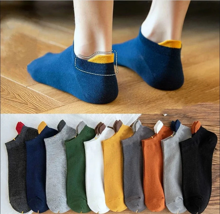 Men's Breathable Cotton Ankle Socks Comfortable Summer Low Cut Casual Socks 10 Pack