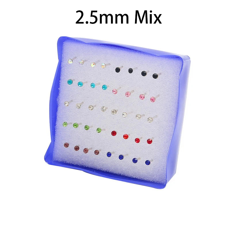 20 Pair Set Women Girls Rhinestone Crystal Stud Earrings Elegant Daily Wear Jewelry Gift
