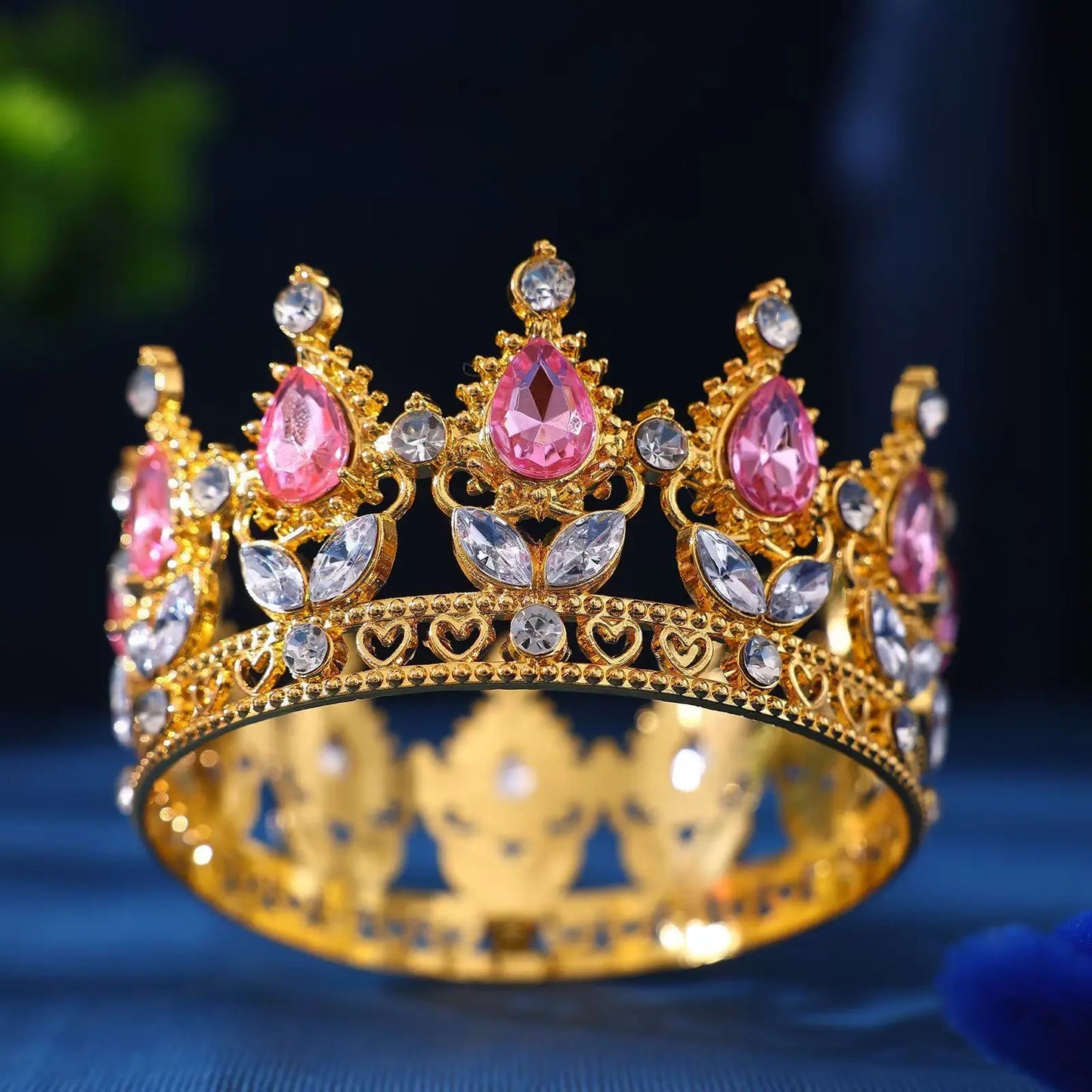 Elegant Baroque Rhinestone Crown Headdress for Weddings and Celebrations