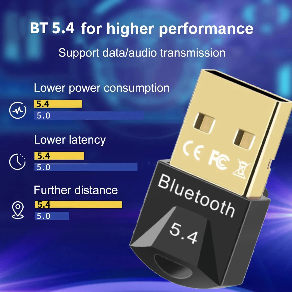 Bluetooth 5.4 USB Adapter for PC Wireless Mouse Keyboard Audio Transmitter Receiver Dongle