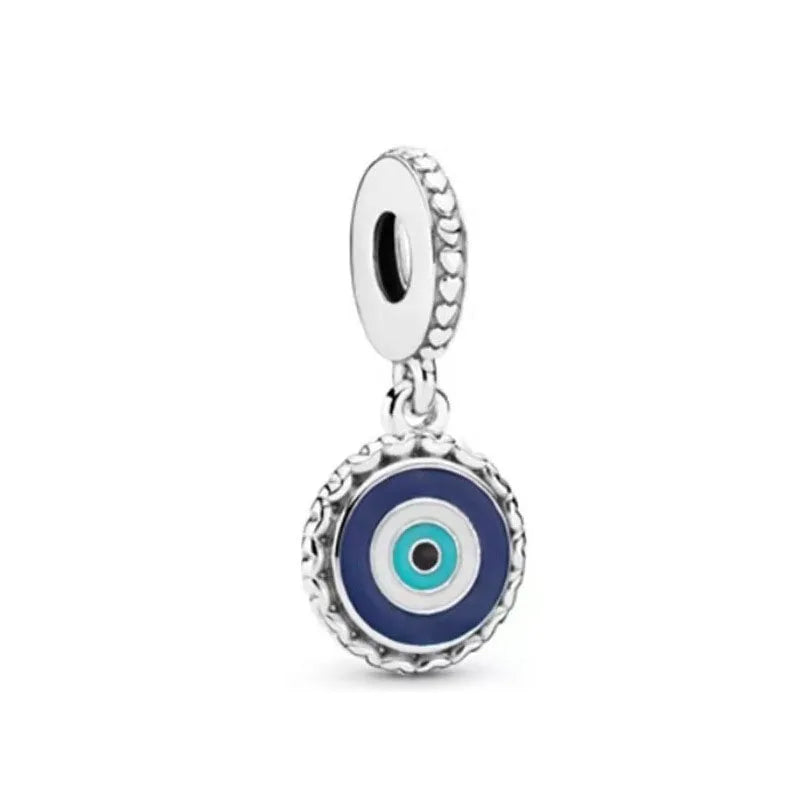 European Mother's Day Love Heart Spring Blue Pendant Bead Charm Jewelry for Women