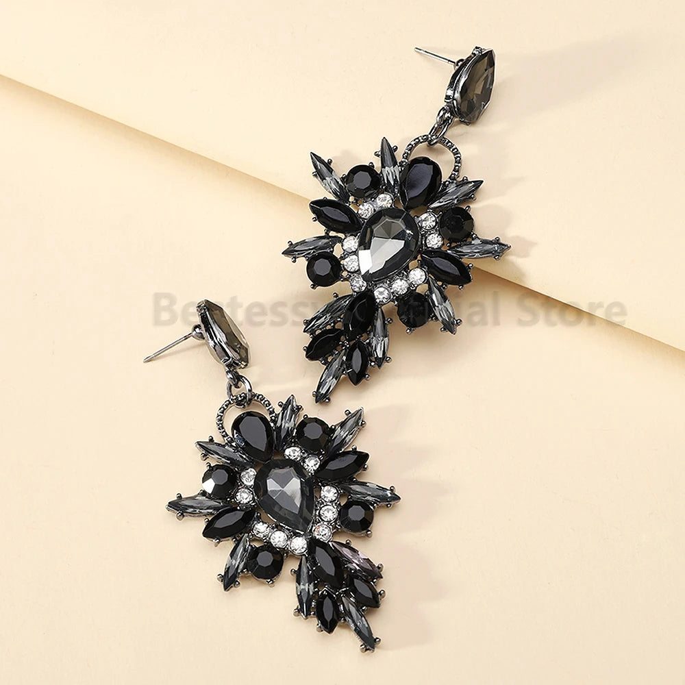 Elegant Rhinestone Drop Earrings for Women - Luxury Chandelier Design for Weddings and Parties