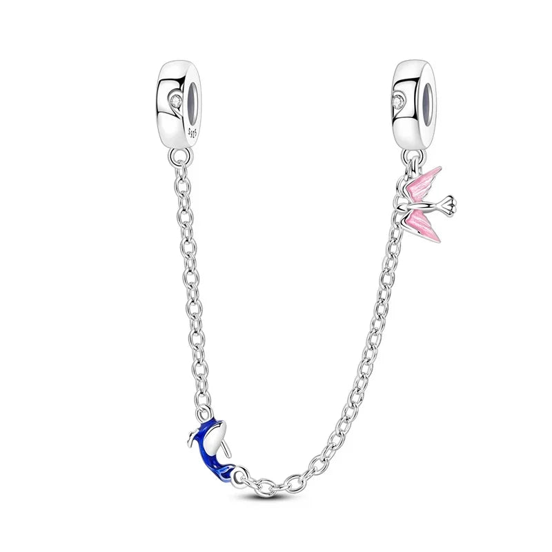 925 Sterling Silver Clover Daisy Star Moon Pavé Safety Chain Bow Necklace and Bracelet Set Luxury Fine Jewelry for Women