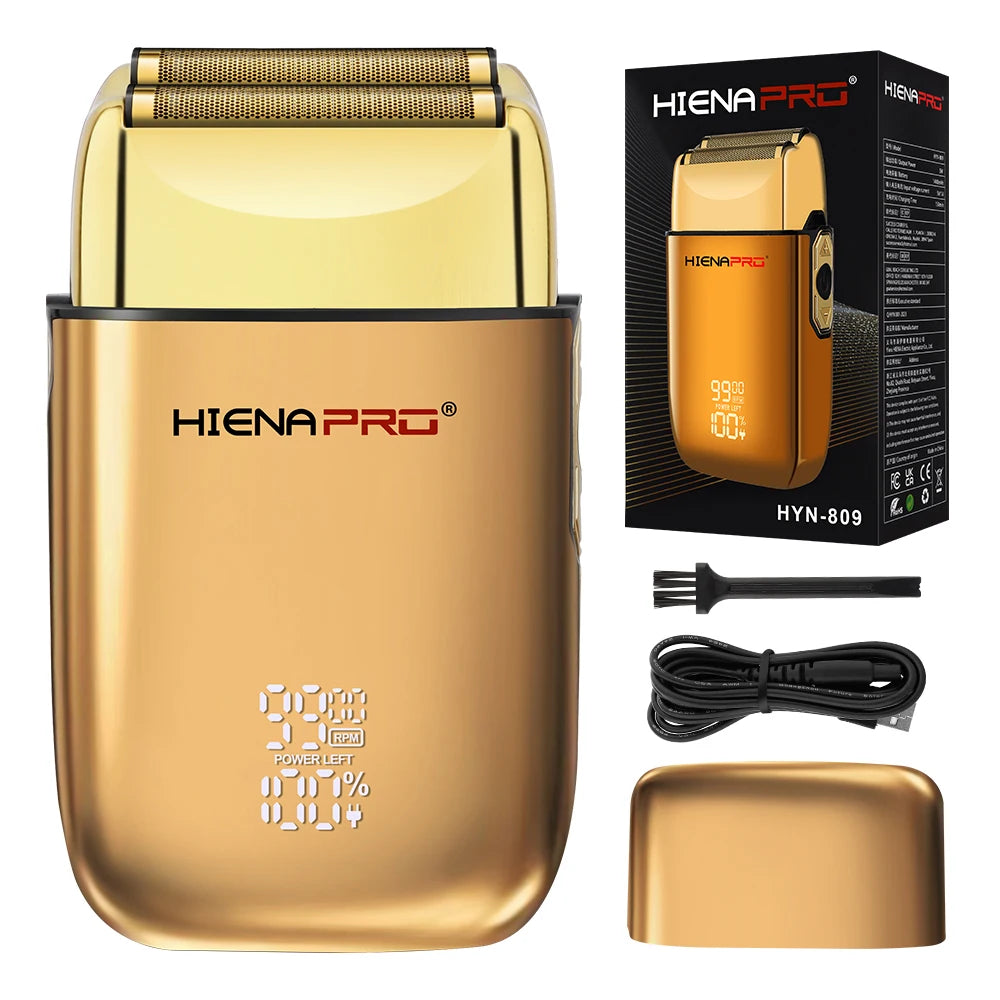 HIENA Pro Electric Shaver for Men Rechargeable Stainless Steel Hair Clipper with Floating Head Wet and Dry Use