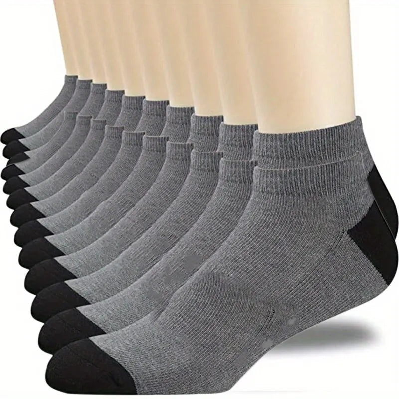 Men's Breathable Cotton Ankle Socks Comfortable Summer Low Cut Casual Socks 10 Pack