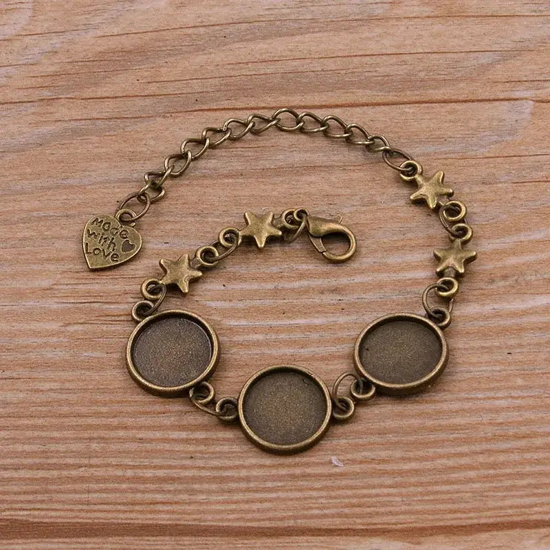 1Pc Metal Zinc Alloy Round Bracelet Findings in 2 Colors and 15 Styles 5-Antique bronze 12mm
