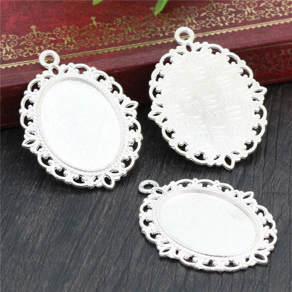 Antique Finish Cameo Cabochon Bracelet Setting Trays in Gold Silver Bronze and Rhodium 10 Pack