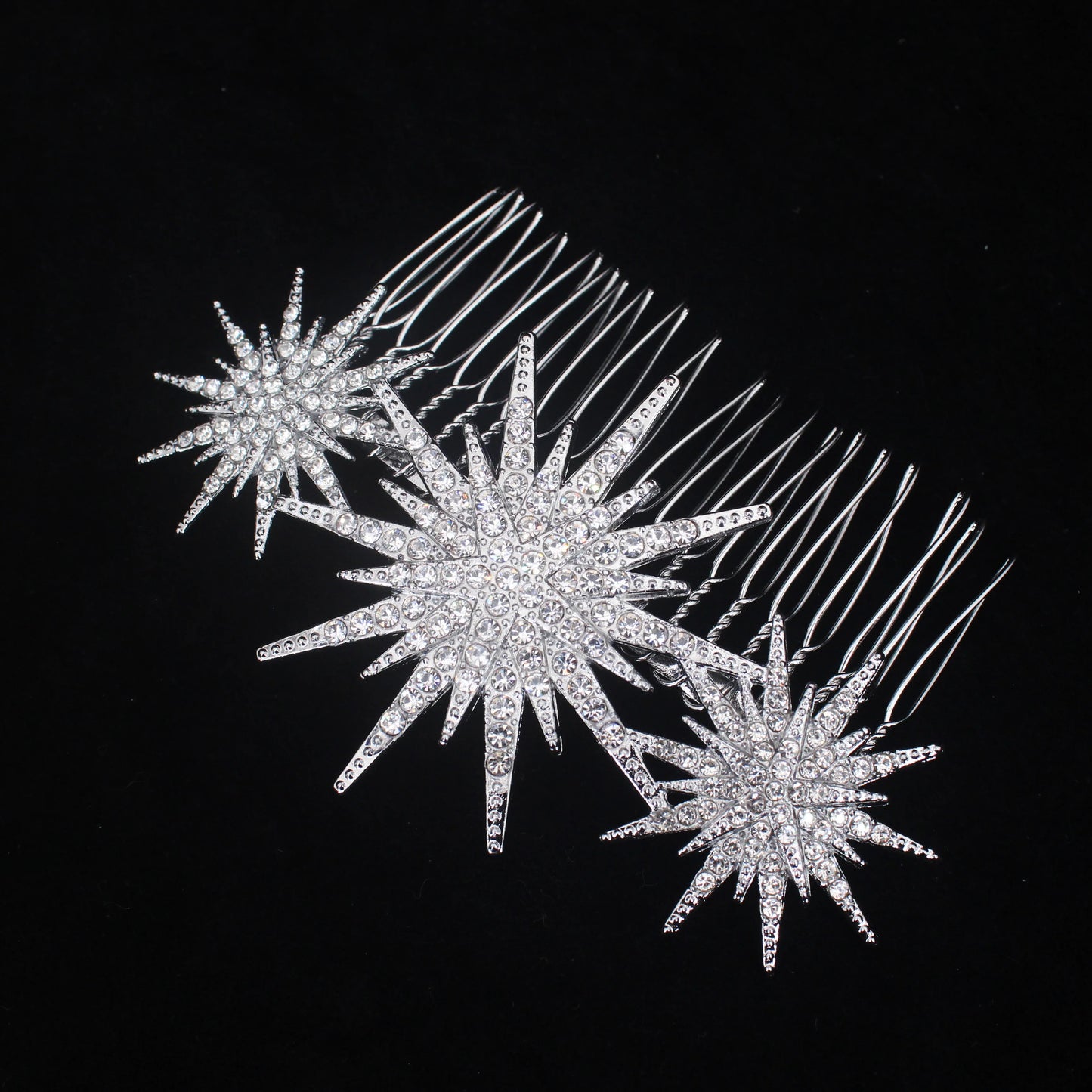 Bridal Crystal Hair Comb - Elegant Hair Clips & Pins for Brides Silver Star