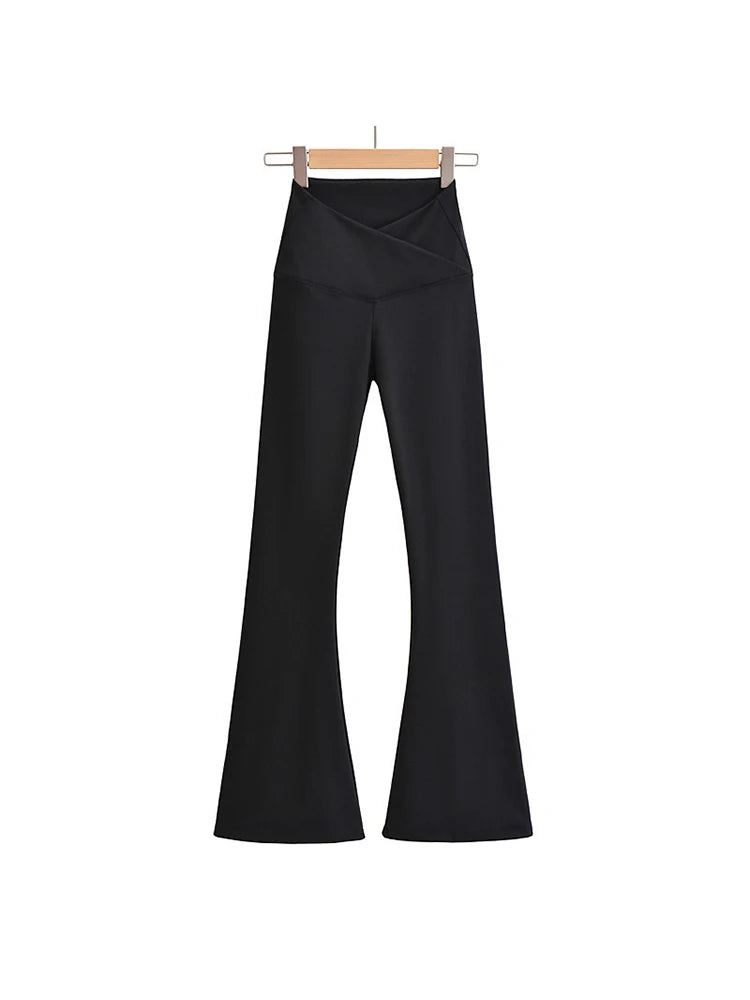 Fall Korean Style Flare Leg Yoga Pants For Women Black