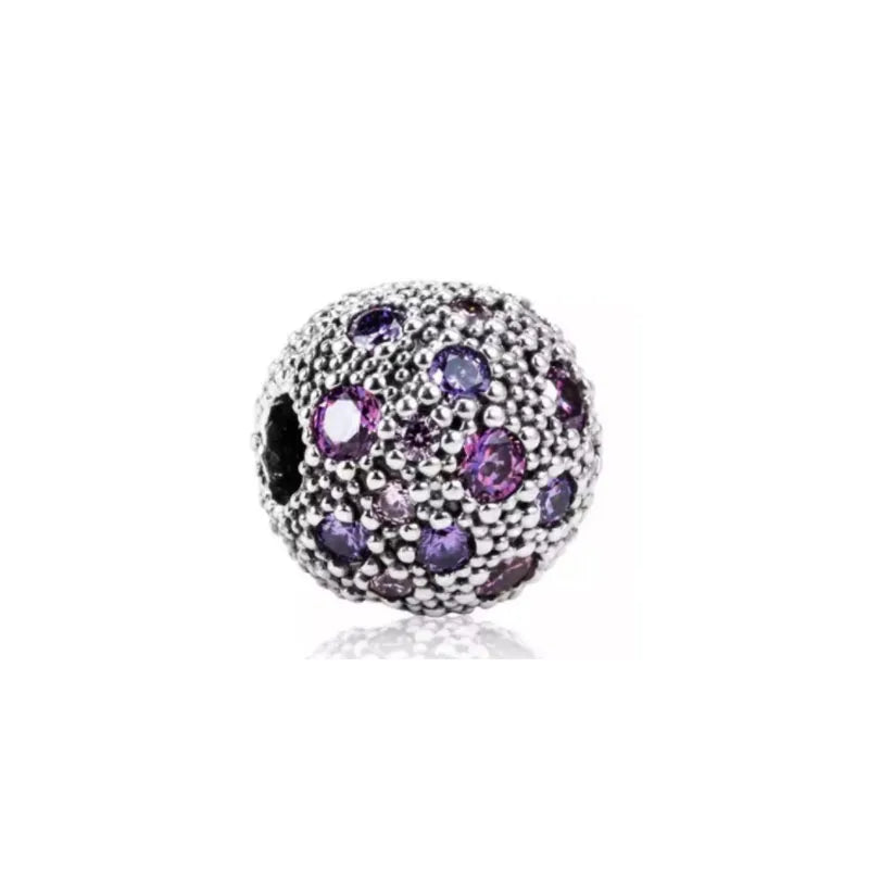 New 925 Silver Pink Purple Bead Ice Cream Pendant for European Original Bracelet DIY Exquisite Jewelry