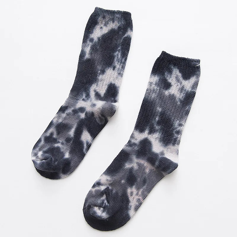 Unisex Antibacterial Tie Dye Cotton Blend Cycling Socks