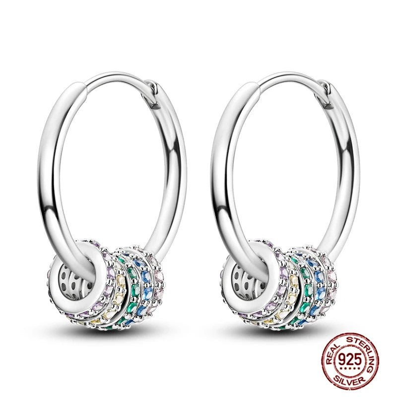 Blue Zircon 925 Sterling Silver Hoop Earrings Star Moon Butterfly Jewelry LTE207