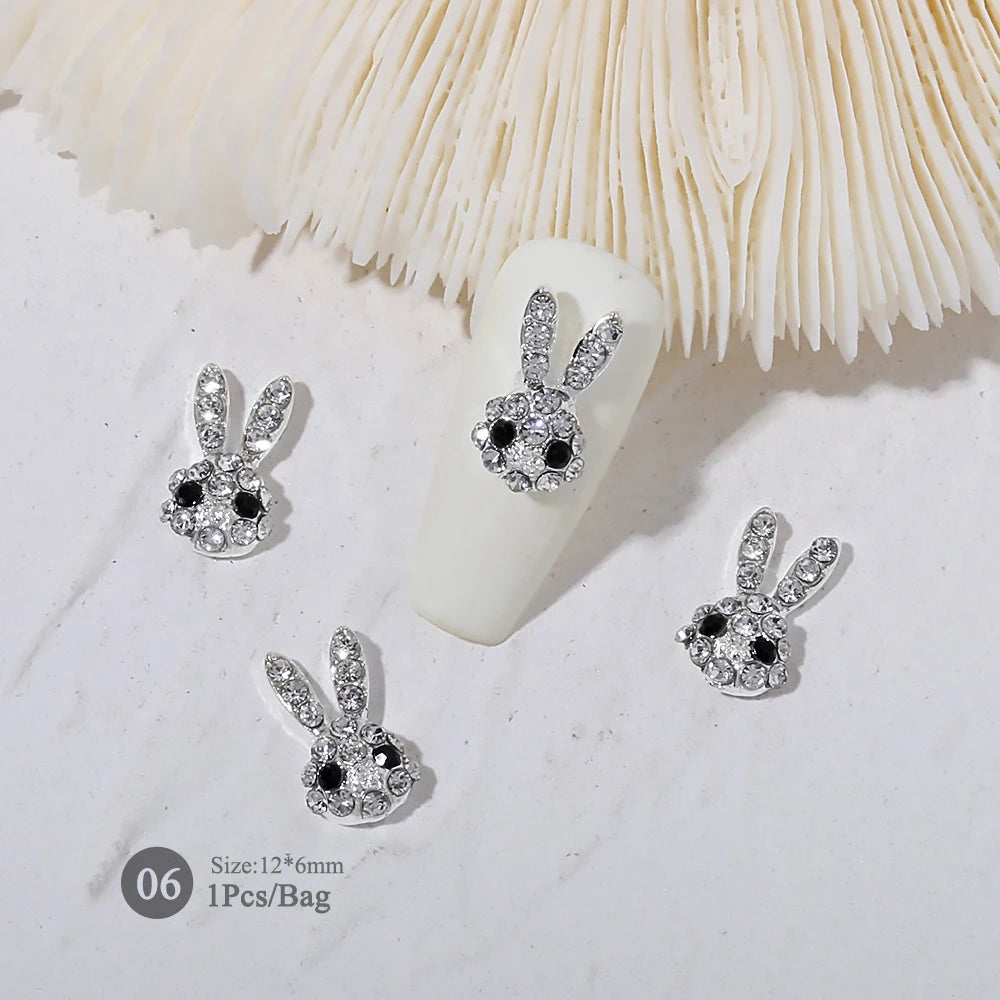Elegant Gold Silver Metal Bowknot Nail Charm 3D Rhinestone Decor for DIY Manicure Art