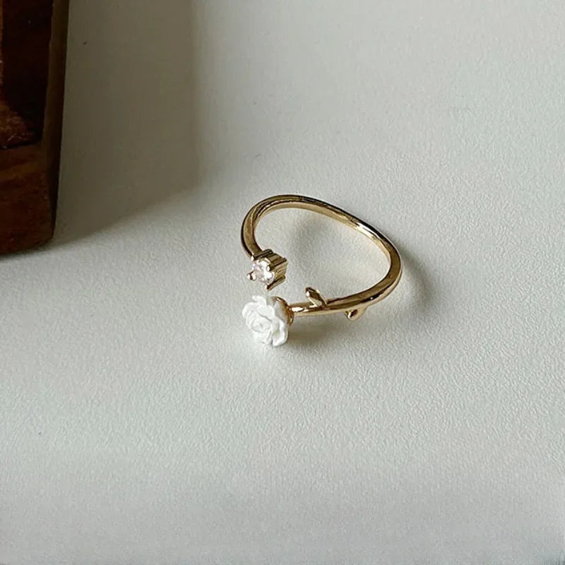 Luxury Gold Plated Rose Ring for Women - 2024 Fashion Aesthetic Jewelry