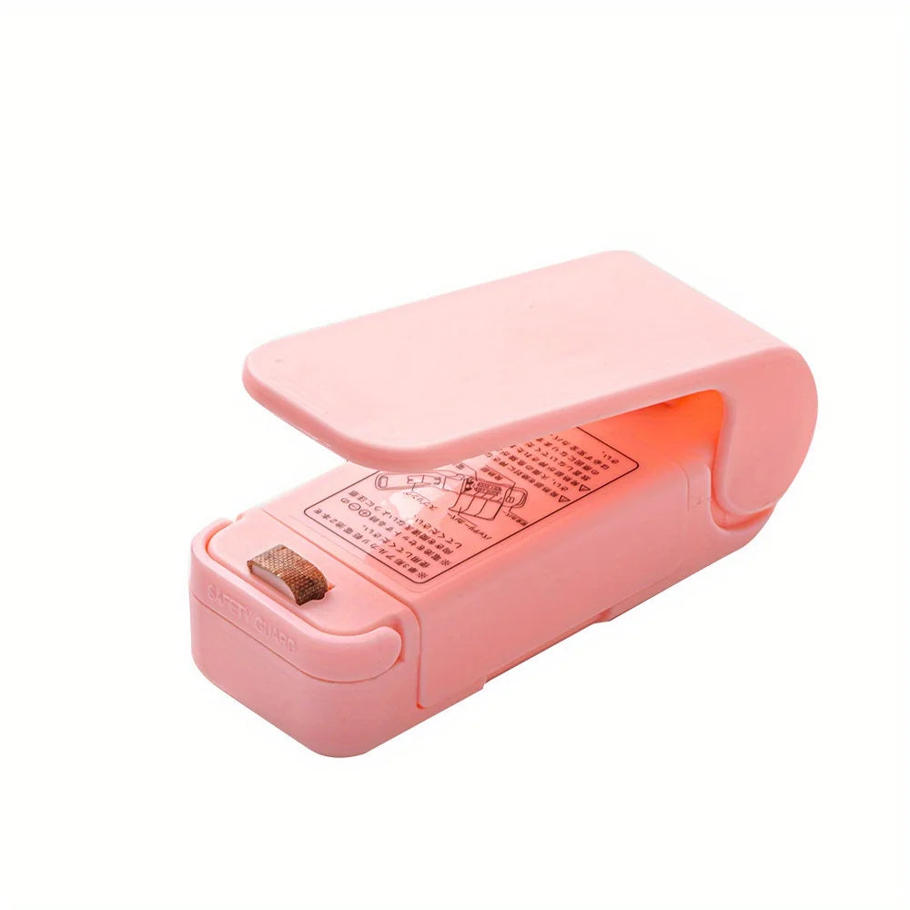 Mini Sealing Machine: Portable Plastic Snacks Sealer Artifact Pink