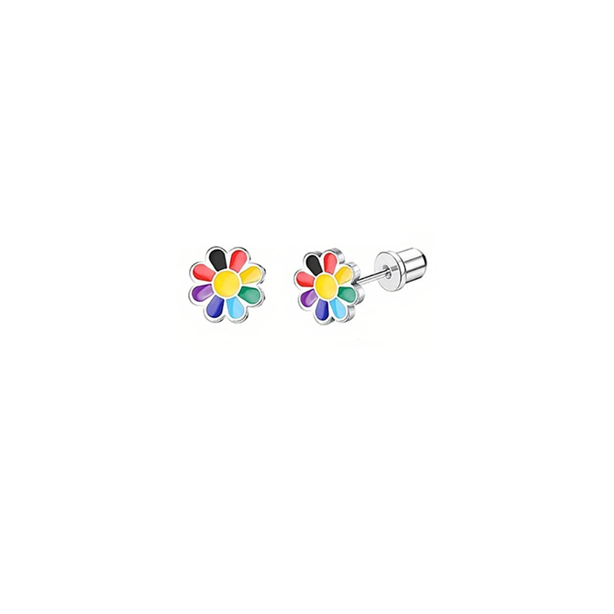 Charming Animal and Flower Stud Earrings Set for Girls with Secure Screw-Backs