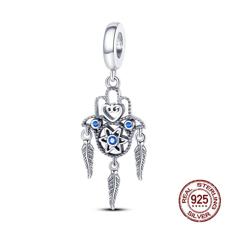 Inlaid Zircon Heart Charm Beads 925 Sterling Silver Dangle for Bracelets SMC1840