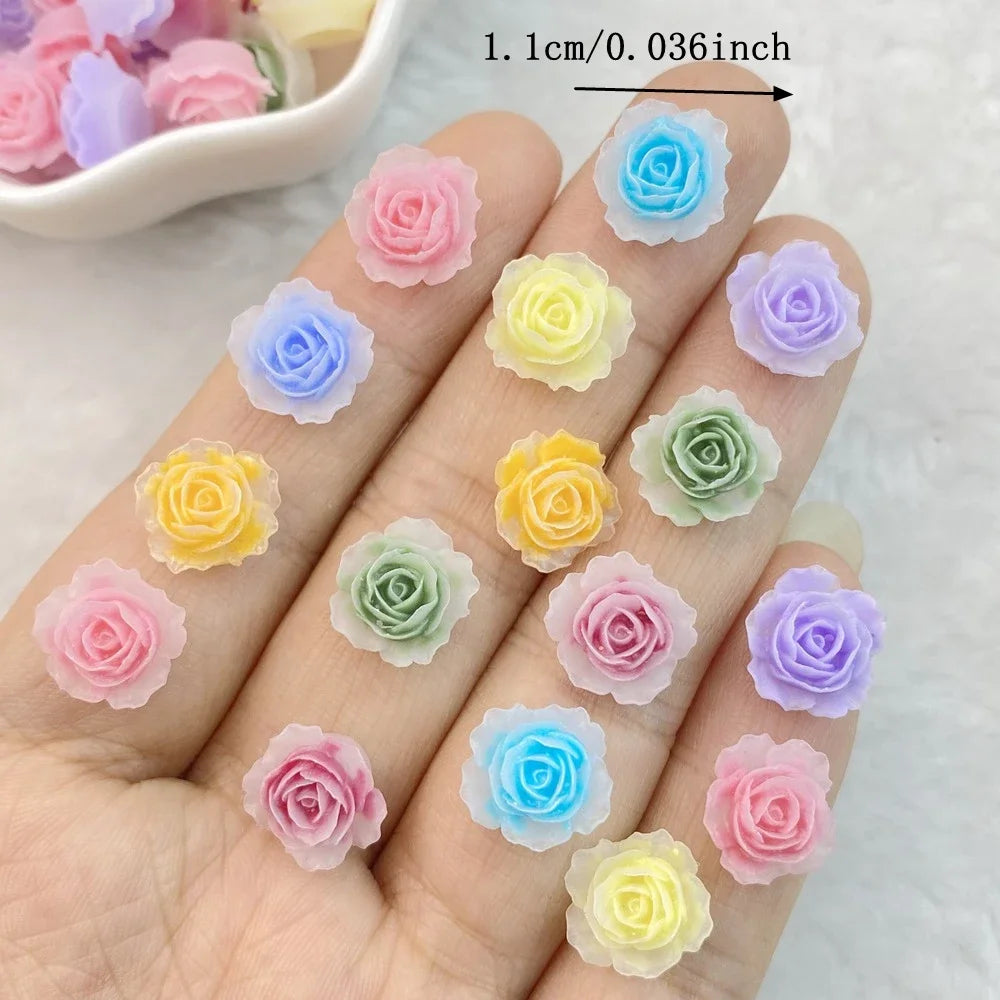 Vibrant 3D Kawaii Flower Nail Art Charms Set - 50 Piece Resin Manicure Decoration Kit