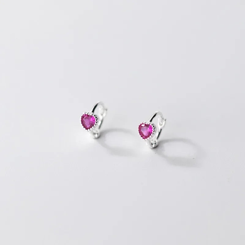 Rose Red Zircon Hoop Earrings for Women Minimalist Dangle Party Jewelry Trend 2025