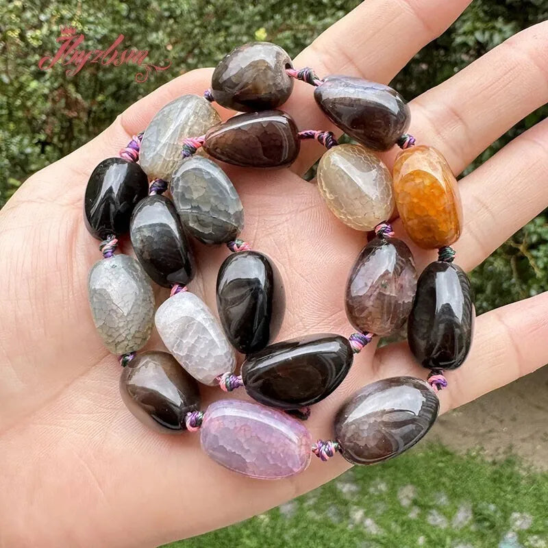 Natural Multicolor Cracked Agate Faceted Stone Beads for DIY Necklaces and Bracelets 15 Inches