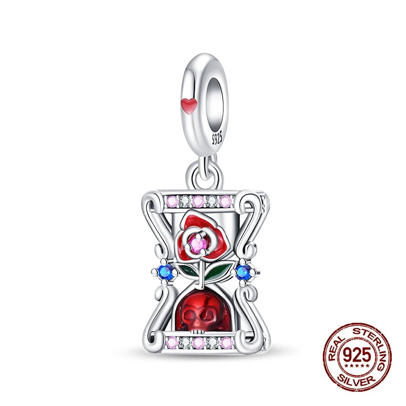 925 Sterling Silver Tarot Hourglass Bead Charm For Bracelet
