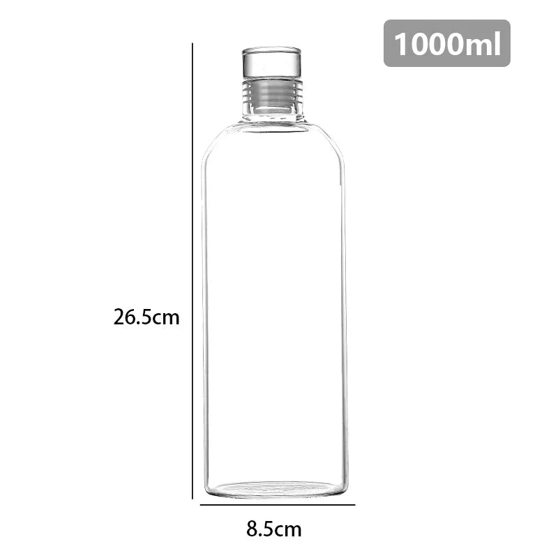Large Portable Glass Water Bottle With Time Marker