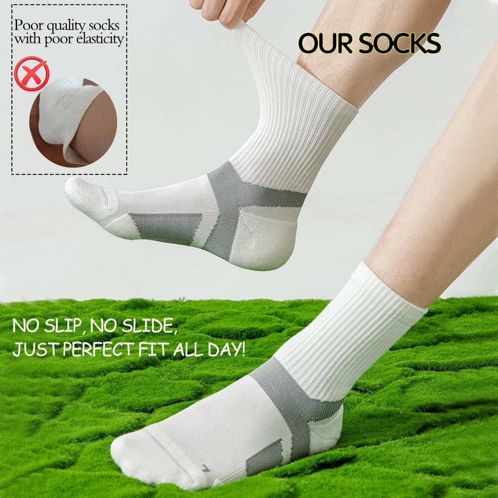 Marathon Running Socks Men Breathable Anti Odor Crew