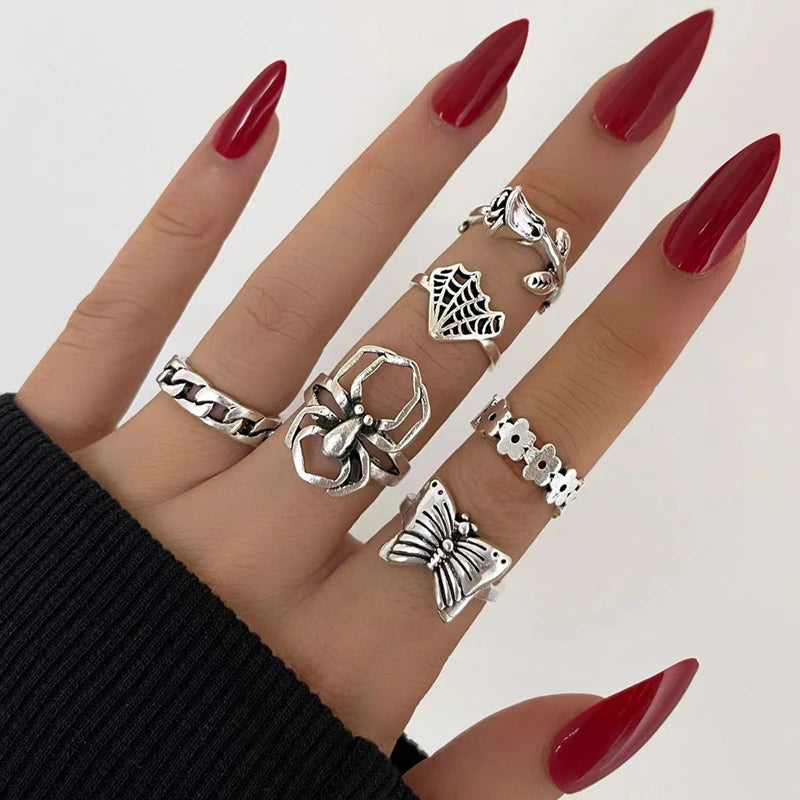 30pcs Alloy Finger Rings Set Trendy Floral and Animal Designs for Women mix size(15mm-19mm) 30pcs style 1 30pcs