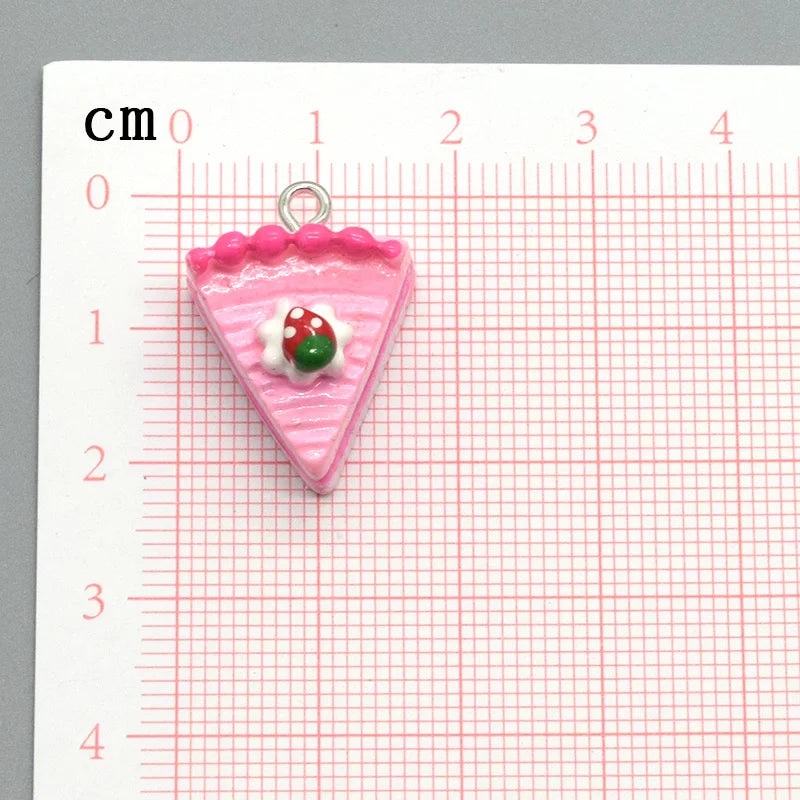 3D Mini Strawberry Cake Resin Charms for DIY Jewelry and Crafts