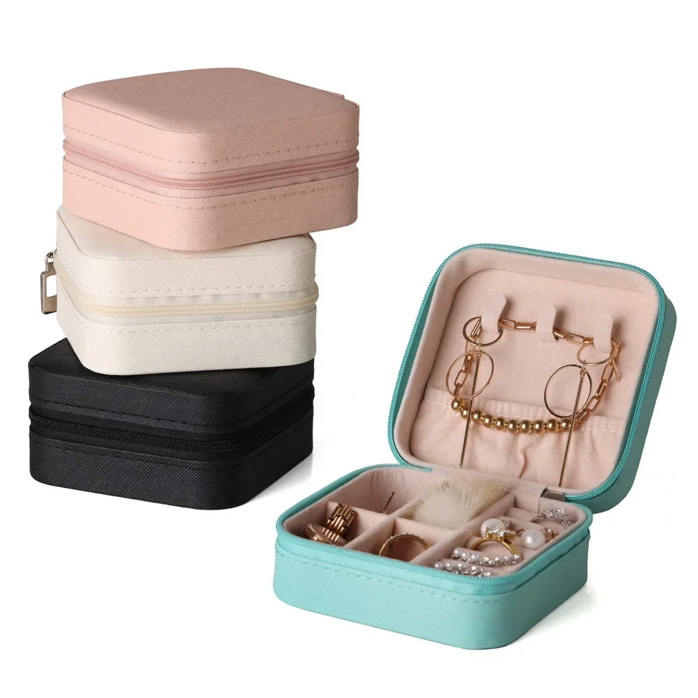 Travel Jewelry Organizer PU Leather Case for Earrings, Necklaces, Rings