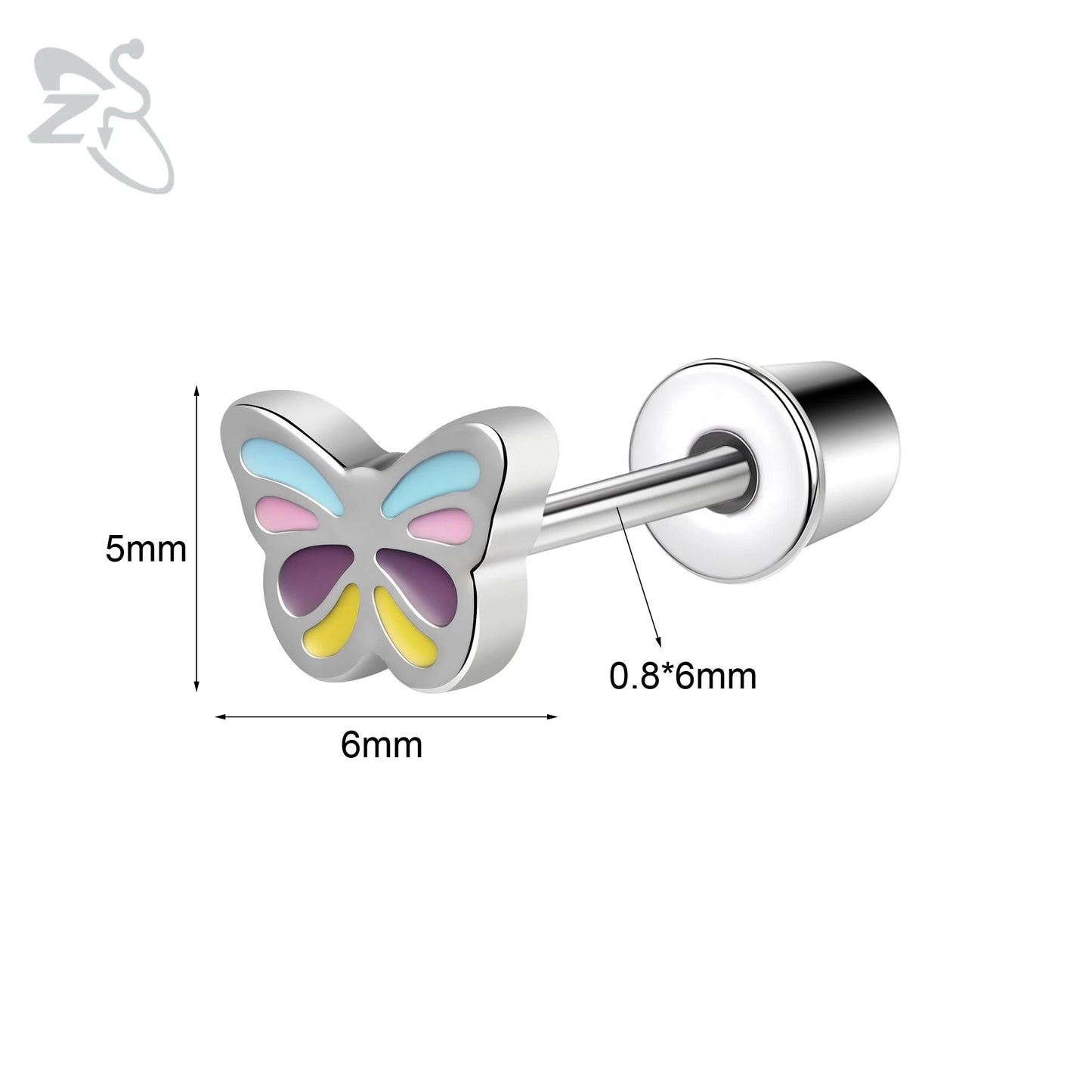 Charming Stainless Steel Flower Butterfly Stud Earrings for Children and Women