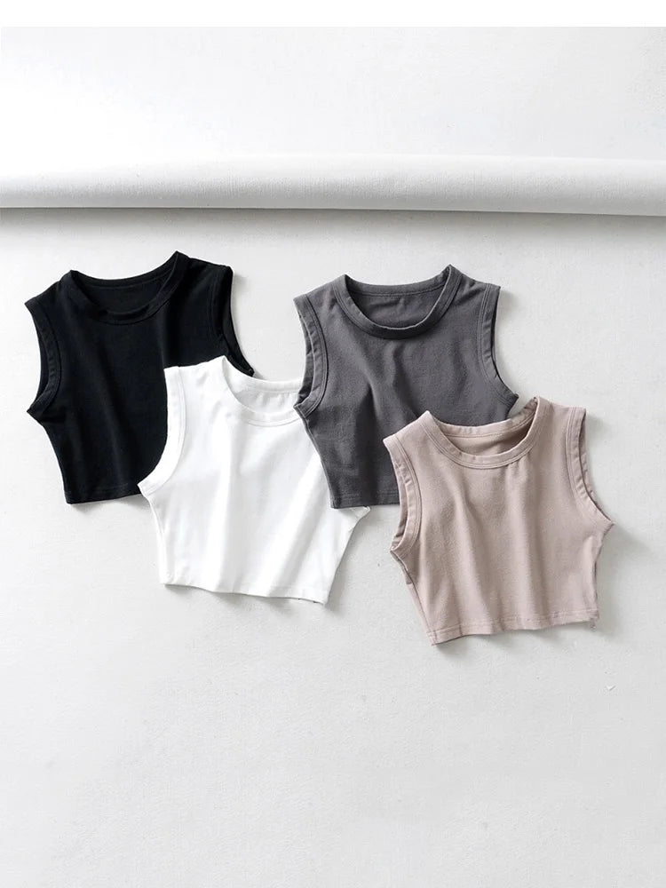 2024 Summer Vintage White Crop Tops Women Biker Punk Tank Top