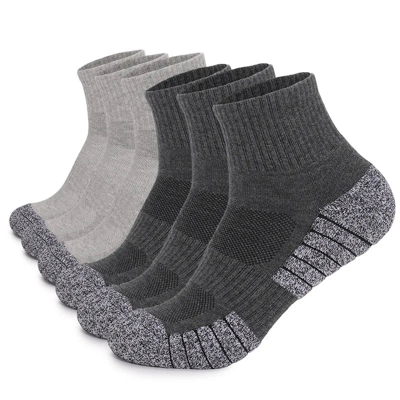 6 Pairs Mens Thermal Terry Hiking Socks Mid Crew Cushioned