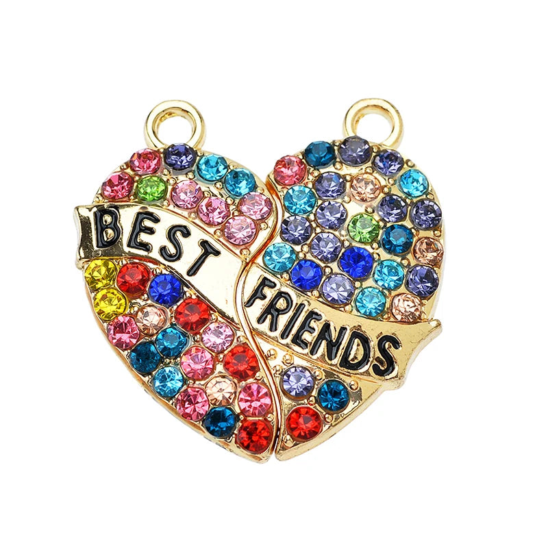 Sweet Heart Rainbow Butterfly Best Friend Charms for DIY Necklace Jewelry Making