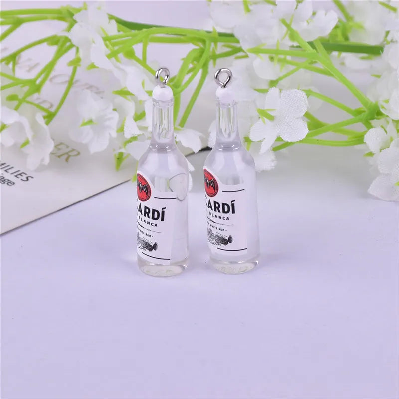 Trendy 3D Beer Bottle Resin Charms for DIY Jewelry - 10 Pack