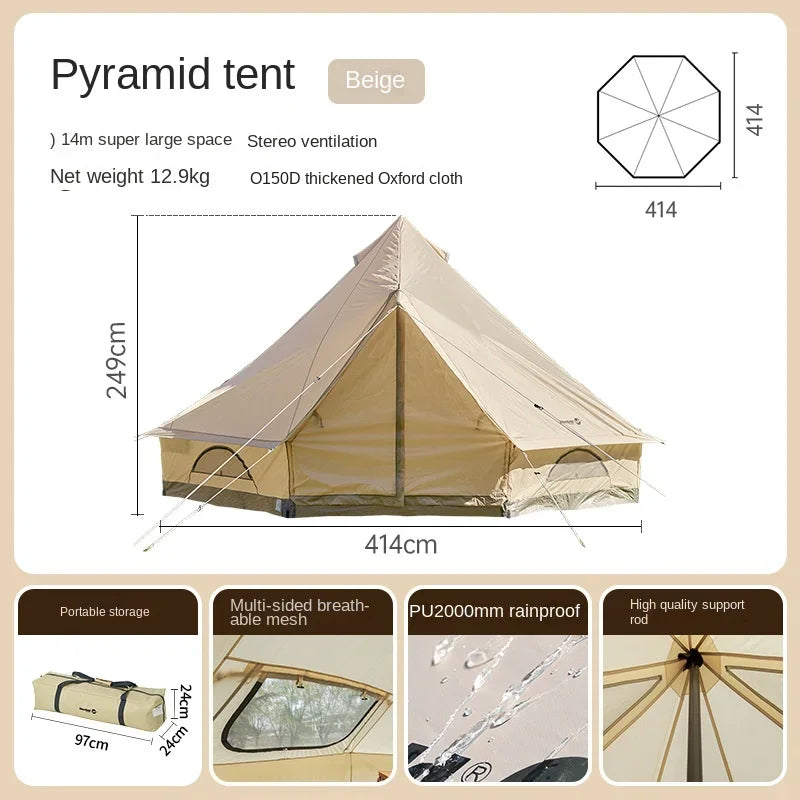 Indian Pyramid Luxury Family Yurt Tent Waterproof Multi Person Outdoor Camping Shelter