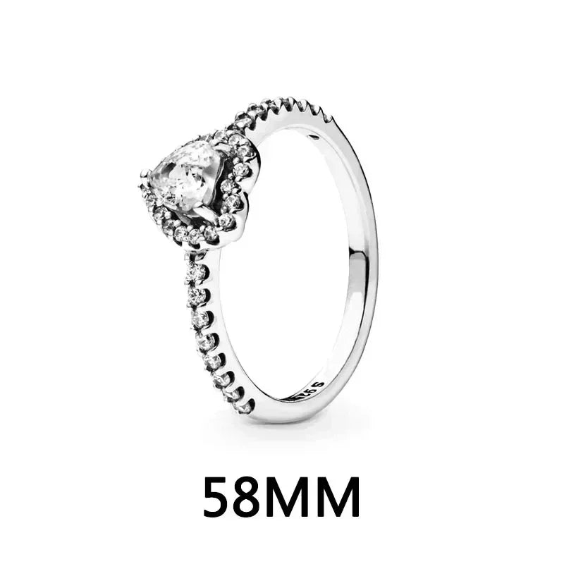 New 925 Sterling Silver Heart Shaped Earrings Rings Necklaces Pink Red Rainbow Luxury Set Sparkling Charm Jewelry Gifts 58MM