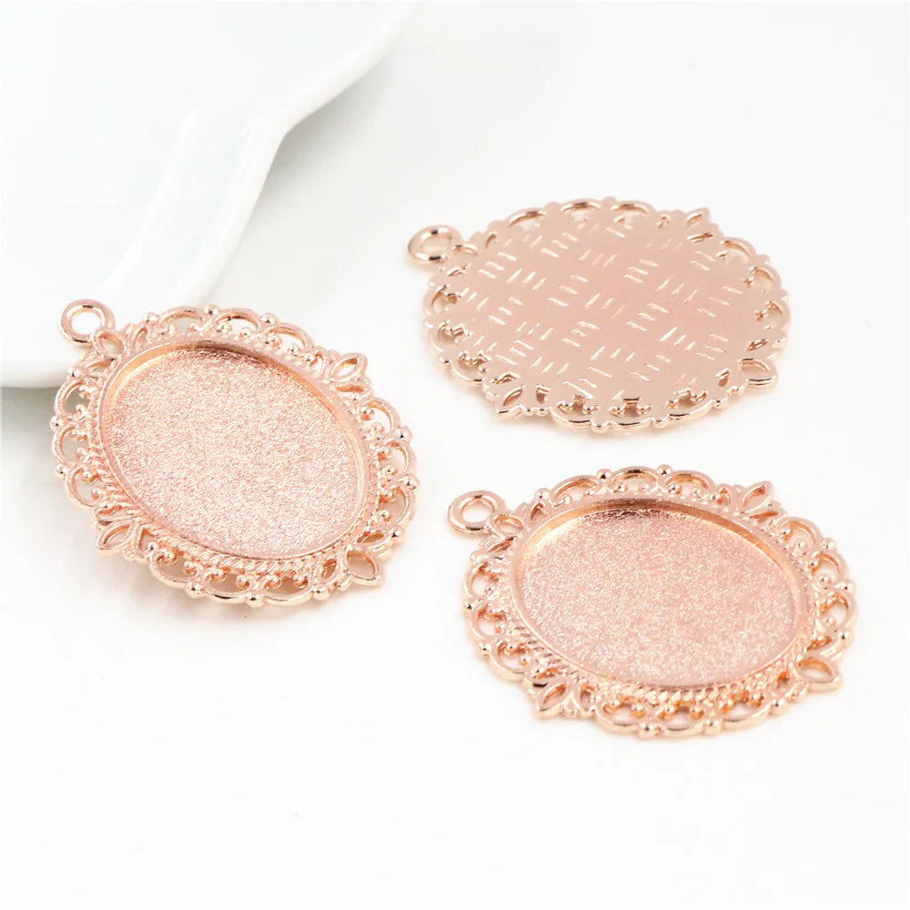 Antique Finish Cameo Cabochon Bracelet Setting Trays in Gold Silver Bronze and Rhodium 10 Pack