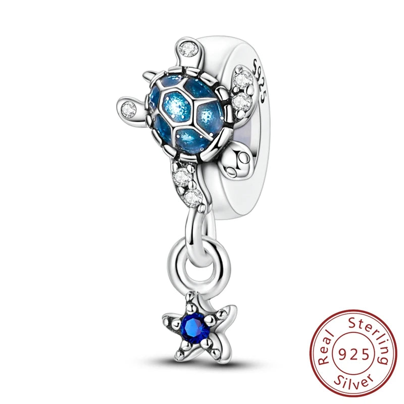Elegant 925 Sterling Silver Turtle Pendant Beads for Bracelets KSC385
