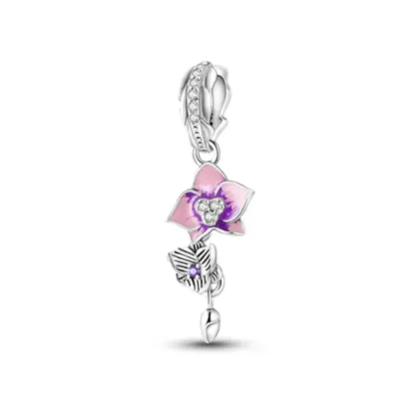 Spring Butterfly Heart Enamel Flower Charm Bead for Bracelets and Necklaces
