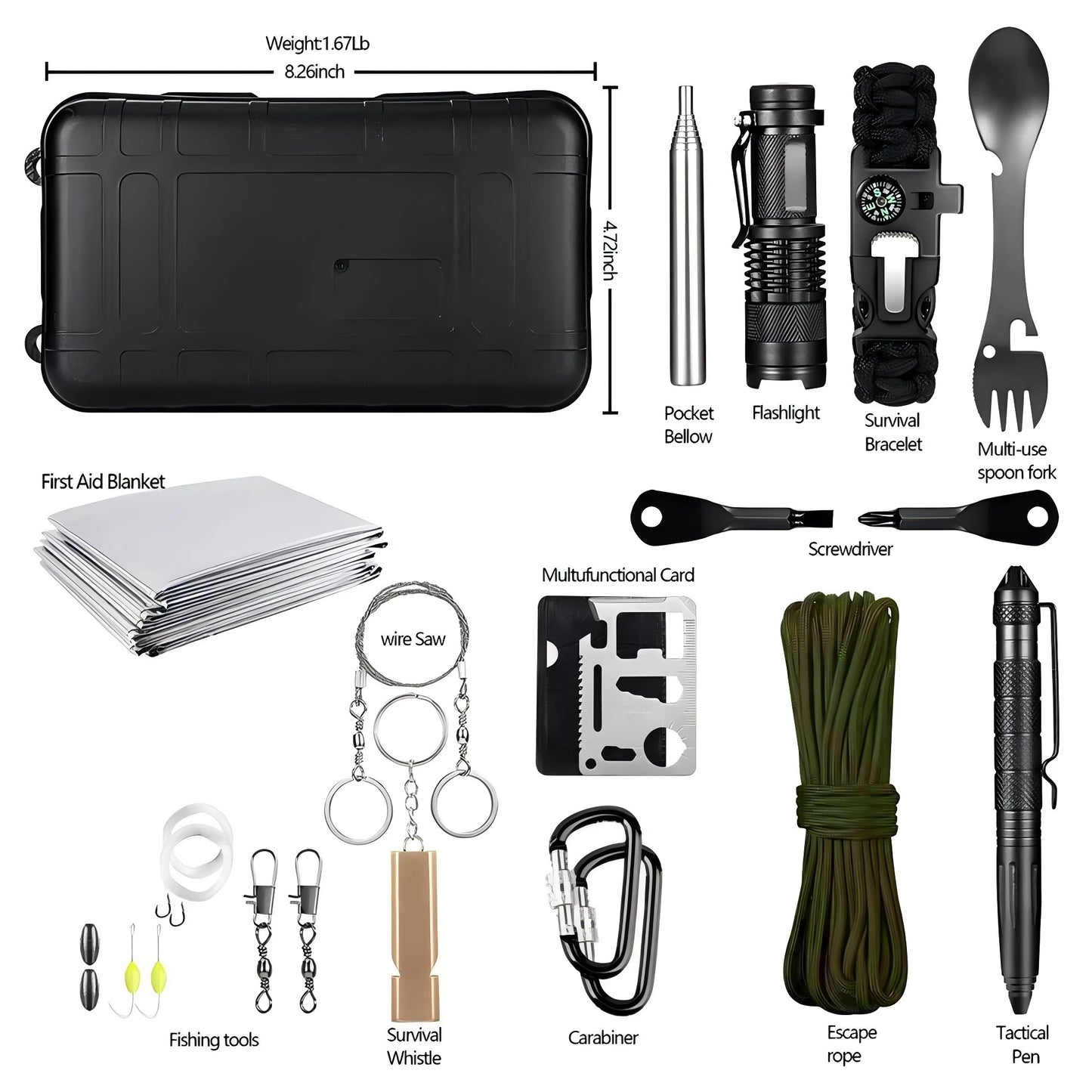Professional Emergency Survival Kit Gear Tactical Adventure black CHINA