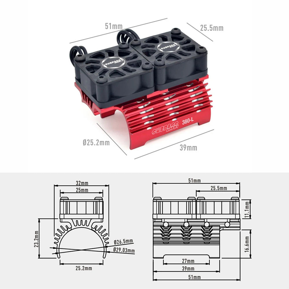 Surpass Hobby RC Motor Fan Cooling Fan Heatsink Metal 28-36mm
