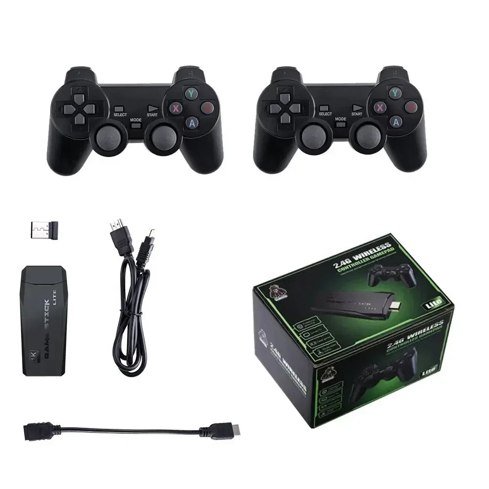 M8 Retro Game Console Over 20000 Games 64GB Storage Two Wireless Controllers 2.4G Stick 4K HD PS1 GBA Emulation Kids Christmas Gift