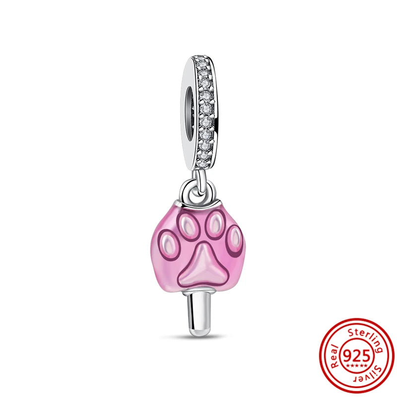 925 Silver Fruit Ice Cream Coffee Cup Beads For Bracelet